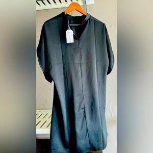 Black mock neck split sleeve dress